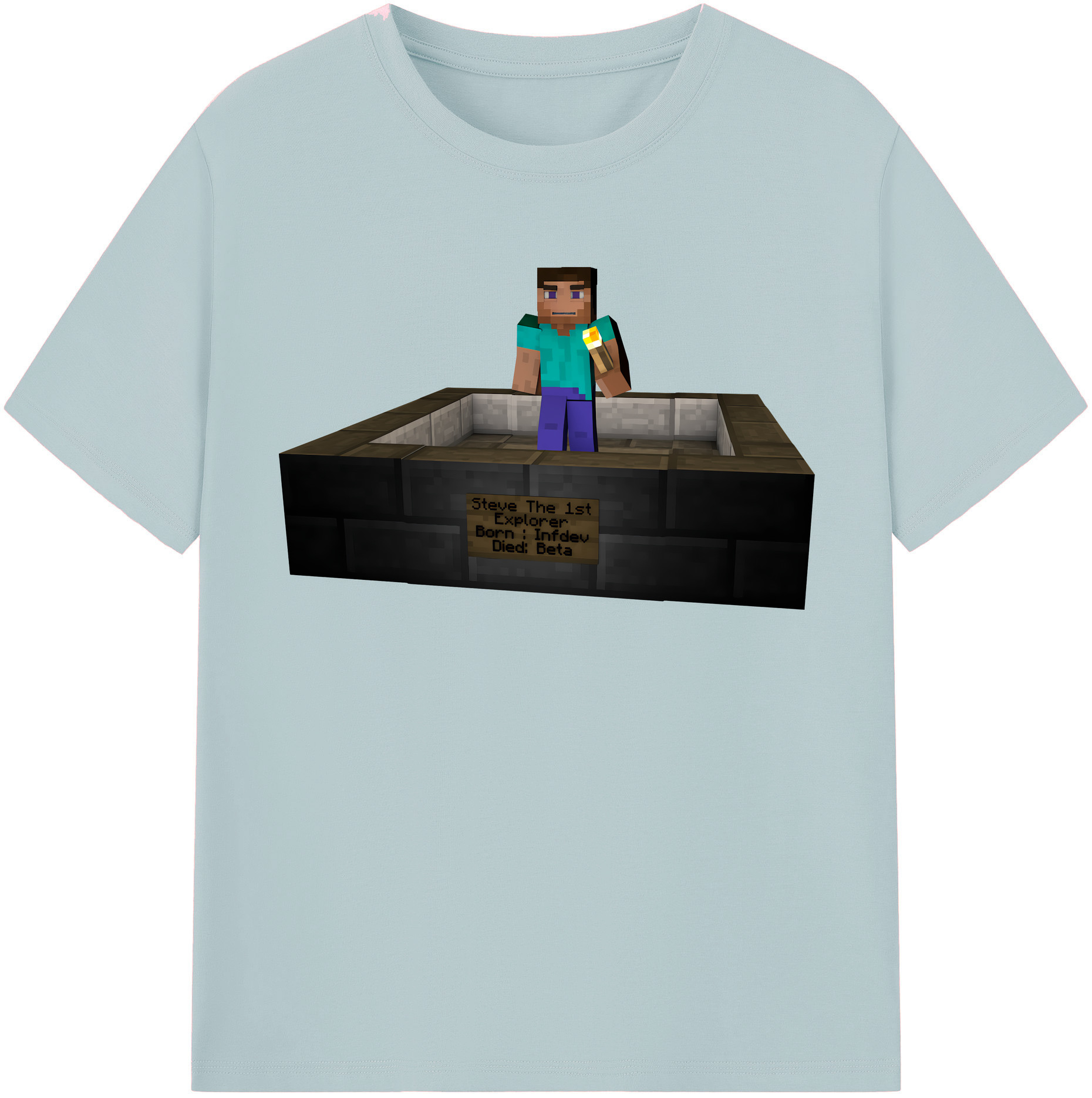 （画像用） マインクラフト ブロックの世界 Minecraft MC Block world 綿100％半袖Tシャツ（フロントプリント）